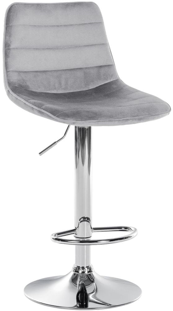 BHM Germany Barová stolička Lex, zamat, chrómový podstavec / sivá